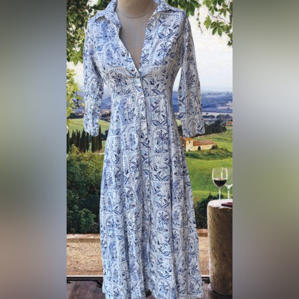 C&C California linen beautiful tropical midi Shirt dress from Nordstrom